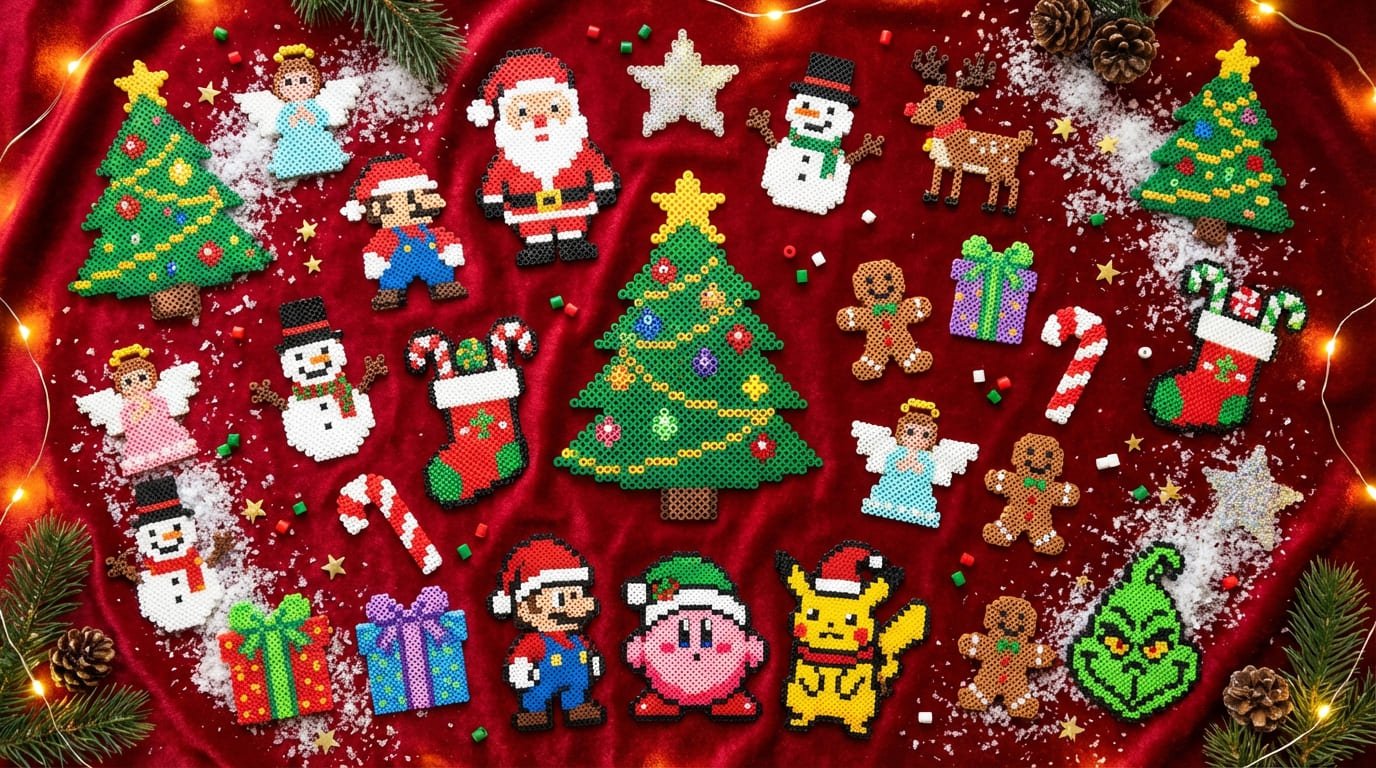 Jul Pärlplattor Samling - Julgranar, snögubbar, tomtar och fler