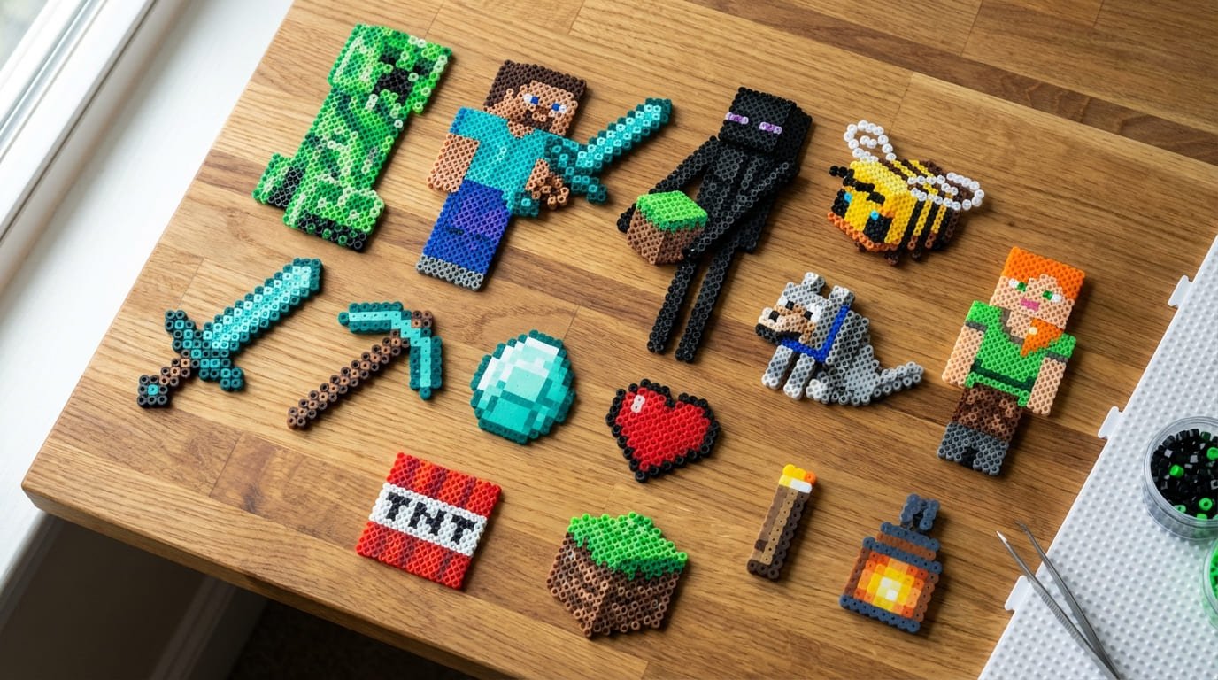 Minecraft Pärlplattor Samling - Creeper, Steve, Enderman och fler
