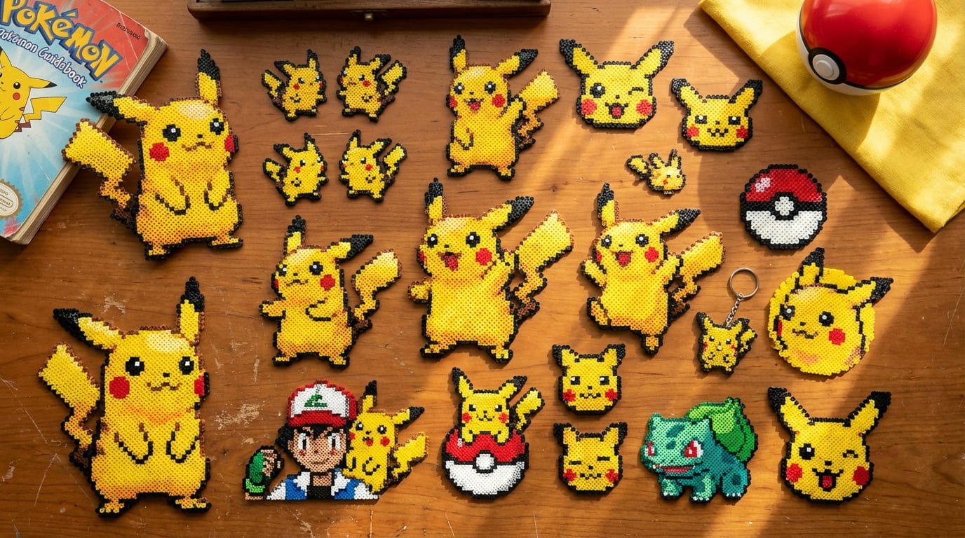 Pikachu Pärlplattor Samling - Pikachu i alla former och poser