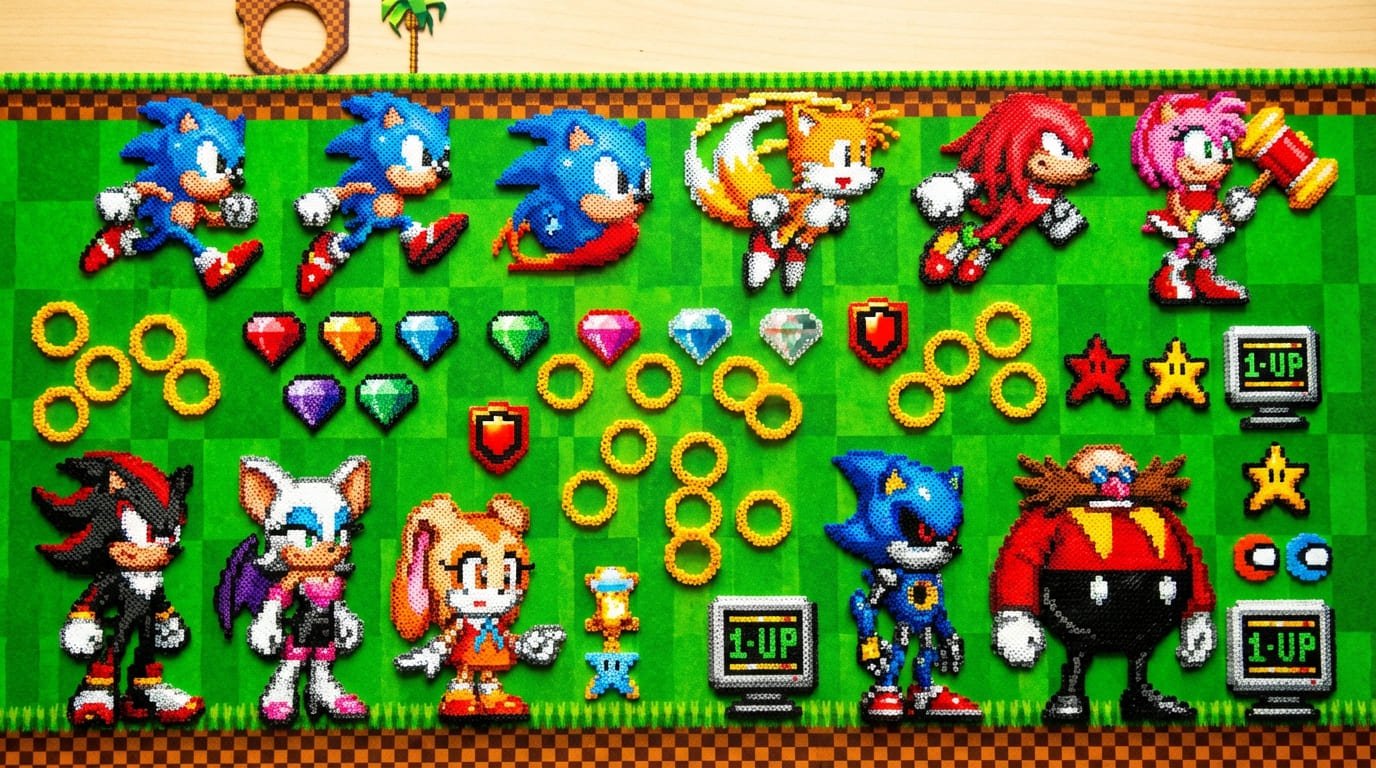 Sonic Pärlplattor Samling - Sonic, Tails, Knuckles och fler