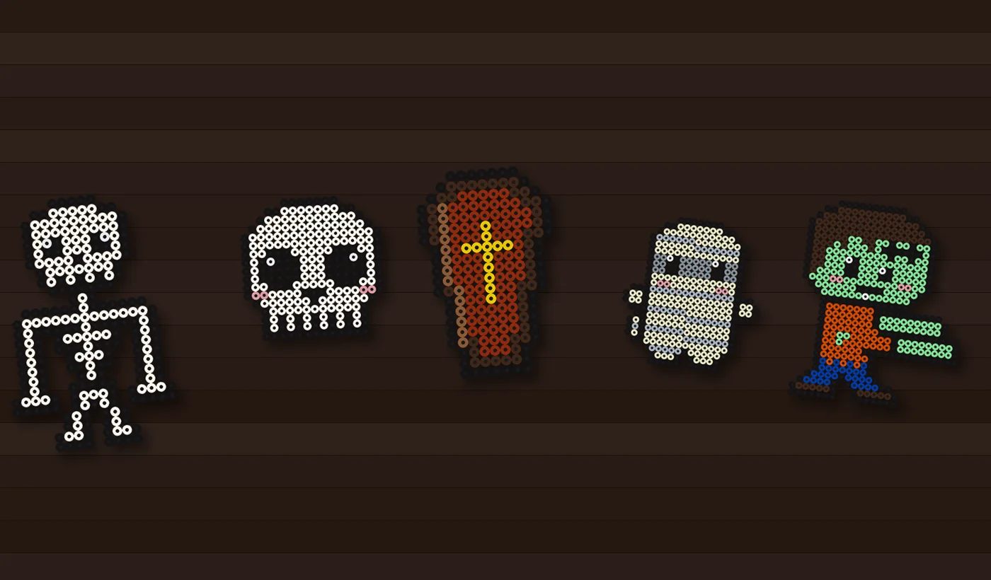 Halloween Bügelperlen Skelett: Gruselfiguren mit Leuchteffekt