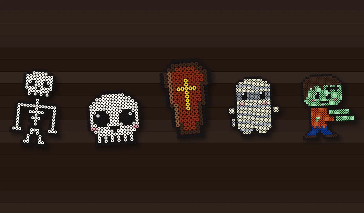 Strijkkralen skelet voor Halloween: dek samen een griezelige tafel